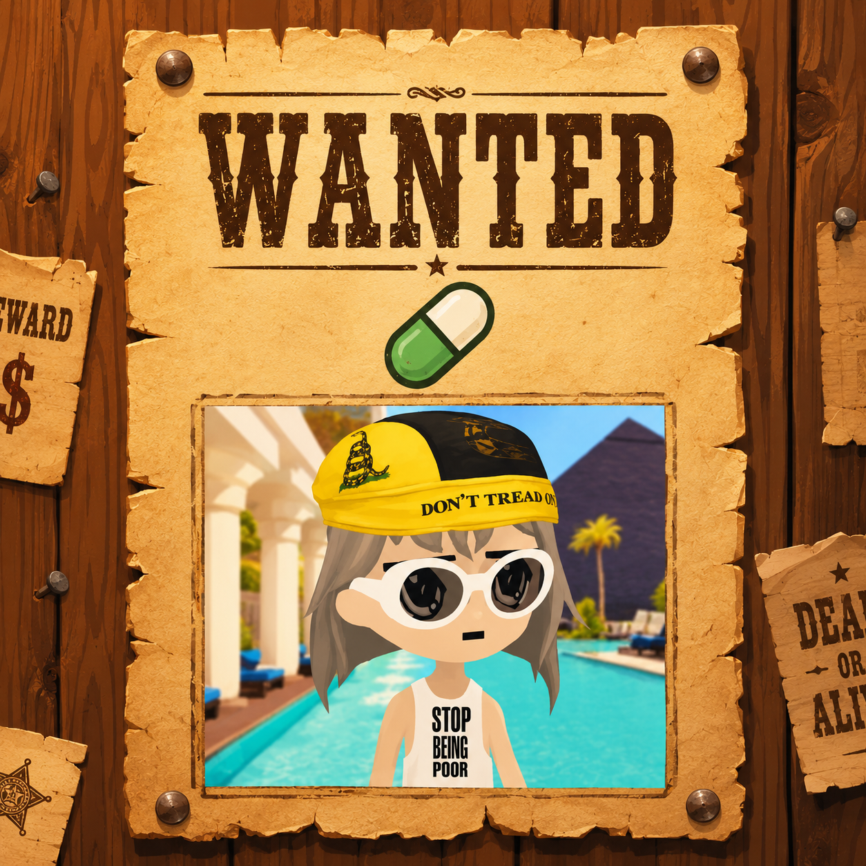 Bounty Hunter $HUNT wanted poster logo
